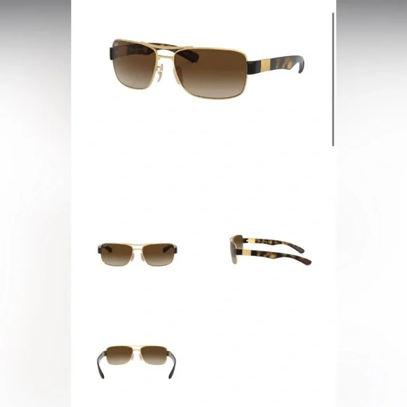 Ray Ban RB3522 Sunglasses 001/13-64 Arista Gold Brown Gradient Dark Brown Lenses